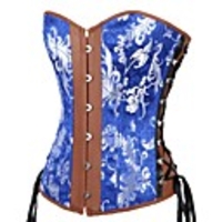 Mode Blue Lady Jacquard Korsett der neuen PU-Leder-Straps-Korsett Side