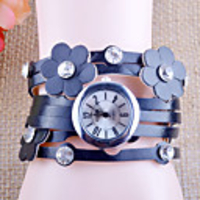 Mode Blume Typ Leder justierbare Uhr