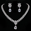 Mode Blumen-Diamant-Schmuck-Set (Halskette,  Ohrringe)