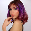 Mode Bobo Bob Perücke Mädchen schnitzen lange lockige Haare Perücke lila Farbverlauf Farbe Urlaub Party Perücke Party Cosplay Lightinthebox