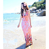 Mode Damen Bohemian Style Abnehmen stufenweise Farbe QMilch Sleevless Maxi Dress (Pink)