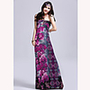 Mode Damen Bohemian Style Elegante Bateau Halter Printing QMilch Maxi Kleid (lila)