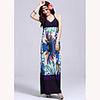 Mode Damen Bohemian Style elegantes Blumen-Muster Splicing Sleevless QMilch Maxi Kleid (lila)