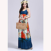 Mode Damen Bohemian Style elegantes Blumen-Muster Splicing Sleevless QMilch Maxikleid (Screen Color)