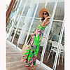 Mode Damen Bohemian Style Sexy Leopard-Druck Bunte Halter Sleevless QMilch Maxikleid (Screen Color)