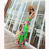 Mode Damen Bohemian Style Sexy Leopard-Druck Bunte Halter Sleevless QMilch Maxikleid (Screen Color)