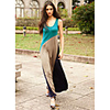 Mode Damen Einfache Kontrast Farbe Splicing Sleevless QMilch Maxikleid (Screen Color)