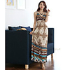 Mode Damen Fahsion Printing V-Ausschnitt,  ärmellos QMilch Swing-Kleid (Screen Color)