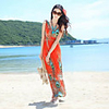 Mode Damen Fashioin Bohemian Style Abnehmen V-Ausschnitt,  ärmellos QMilch Maxikleid (Orange)