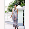 Mode Damen Korean Style Halter Printing QMilch Sleevless Kleid (Grau)