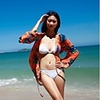 Mode Damen Sommer aushöhlen Outwear Strandkleid mit Popular-Feder-Muster