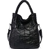 Mode Damenlammfell Bucket Bag Handtasche Schultertasche Messenger-Tasche (Schwarz)