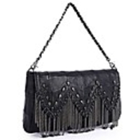 Mode Damenlammfell Lammfell Coll Punk Style Rivet Tassel Schulter-/ Umhängetasche