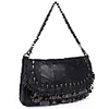 Mode Damenlammfell Lammfell Fashion Punk Style Rivet Tassel Schultertasche (schwarz)