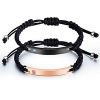 Mode einfache gebogene Marke Titan Stahl Paar geflochtenes Armband,  japanische und koreanische Persönlichkeit glänzende Herren- und Damenschmuck kann eingraviert werden Lightinthebox
