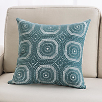 Mode einfache ursprüngliche Kreation Design einseitige 3d See blau Handtuch gestickte Baumwolle Leinwand Kissenbezug Abdeckung Wohnzimmer Schlafzimmer Sofa Kissenbezug Lightinthebox