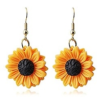 Mode Einfachheit Sonnenblumenblatt Anhänger für Frauen gelbe Emaille Gänseblümchen Sonnenblume baumeln Tropfen Ohrringe Schmuck Geschenk (Sonnenblumenblatt baumeln Ohrring) Lightinthebox