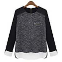 Mode für Frauen Round Kragen Splicing Mesh-Bluse