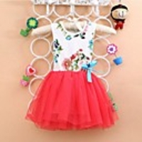 Mode für Mädchen Blumendruck reizende Prinzessin Kleider Sommerkleider