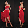 NLS Damenmode New Sexy reine Farbe Chiffon-Kleid (rot)