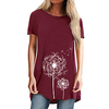 nmslcnm Frauen T-Shirt Sommer Kurzarm Blumenhemd Tunika Löwenzahn Druck T-Shirt lose Rundhals Longshirt Frauen Bluse Tops lange Tops,  Sommer Tops über Shirt Grafikdruck T-Shirts T-Shirts Lightinthebox