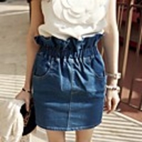 NNA Frauen Casual Denim Short Skirt (Marine-Blau)