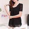 NNA Frauen Chiffon Big Yard Short Sleeve Shirt (schwarz)