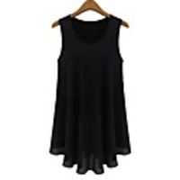 NNA Frauen Die europäische und amerikanische Chiffon Vest Bottom Kleid (Schwarz)