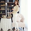 NNA Frauen Die koreanische Dame Lace Chiffon 1/2 Länge Sleeve Shirt ()