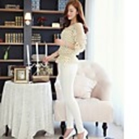 NNA Frauen Die koreanische Dame Lace Chiffon 1/2 Länge Sleeve Shirt ()