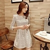 NNA Frauen Die Schwarzweiß-Blumendruck 3/4 Sleeve Bottom Kleid (weiß)
