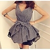 NNA Frauen koreanischen Netzbody Kleid (Grau)