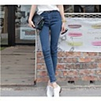 NNA Frauen nehmen hohe Taillen-dünne Jeans (blau)