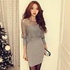 NNA Frauen schön Schlank Splicing Lace Wrap Chest Kleid (Grau)