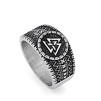 nordische Wikinger-Runen-Knotenringe mit Valknut-Geschenktüte - Edelstahl
