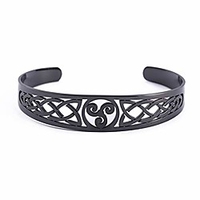 nordische Wikinger Triskele Symbol irische Dreifaltigkeit keltische Knoten Manschette Armband Edelstahl Armreif Vintage Amulett Schmuck Geschenke für Männer Frauen Teenager (schwarz)
