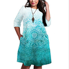 Normal Damen Etuikleid Knielanges Kleid 3/4 Ärmel Geometrisch Druck Frühling Freizeit Baumwollmischung Regular cm bis Zoll Groß und hoch Lightinthebox