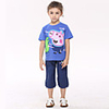 Nova Kids blaue Stickerei 100% Baumwolle Kurzarm-T-Shirt