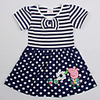 Nova Kids Stripe Cartoon Stickerei Tupfen 100% Baumwolle Kurzarm-Kleid