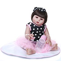 NPKCOLLECTION 20 Zoll Lebensechte Puppe Baby Baby Mädchen Geschenk Handgefertigt Künstliche Implantation Braune Augen Ganzkörper Silikon Silica Gel Vinyl mit Kleidung und Accessoires für Geburtstags Lightinthebox