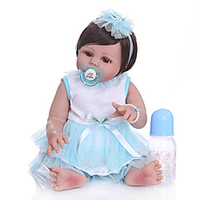 NPKCOLLECTION 20 Zoll Lebensechte Puppe Baby Baby Mädchen lebensecht Geschenk Künstliche Implantation Braune Augen Ganzkörper Silikon Silikon Silica Gel mit Kleidung und Accessoires für Geburtstags Lightinthebox