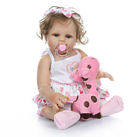 NPKCOLLECTION 20 Zoll Lebensechte Puppe Baby lebensecht Geschenk Kindersicherung Eltern-Kind-Interaktion Künstliche Implantation Blaue Augen Ganzkörper Silikon mit Kleidung und Accessoires für