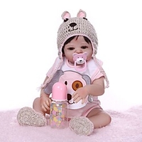 NPKCOLLECTION 20 Zoll Lebensechte Puppe Baby Mädchen Geschenk Handgefertigt Künstliche Implantation Braune Augen Ganzkörper Silikon Silica Gel Vinyl mit Kleidung und Accessoires für Geburtstags- und Lightinthebox