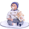 NPKCOLLECTION 22 Zoll Lebensechte Puppe Baby Baby Jungen Niedlich Handgefertigt Künstliche Implantation Blaue Augen Oxford Tuch Stoff 3/4 Silikon-Gliedmaßen und Baumwolle gefüllt Körper mit Kleidung Lightinthebox