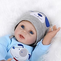 NPKCOLLECTION 22 Zoll NPK-PUPPE Lebensechte Puppe Baby Wiedergeborenes Baby Doll lebensecht Niedlich Handgefertigt Kindersicherung Non Toxic Stoff 3/4 Silikon-Gliedmaßen und Baumwolle gefüllt Körper Lightinthebox