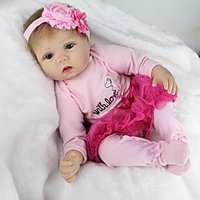 NPKCOLLECTION 22 Zoll NPK-PUPPE Lebensechte Puppe Mädchen Puppe Kleine Wiedergeborene Babypuppe lebensecht Niedlich Handgefertigt Kindersicherung Ungiftig Stoff 3/4 Silikon-Gliedmaßen und Baumwolle Lightinthebox