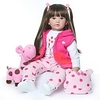 NPKCOLLECTION 24 Zoll NPK-PUPPE Lebensechte Puppe Mädchen Puppe Baby Mädchen Reborn Kleinkind Puppe lebensecht Niedlich Künstliche Implantation Braune Augen Stoff 3/4 Silikon-Gliedmaßen und Baumwolle