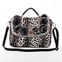 NPSJ Damenmode Screen Farbe Leopard-Druck Cony Haar Besonders große Kapazität Tote 04-15