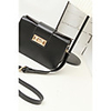 NPSJ Frauen elegante schwarze Metallschnalle Leder Tragbare Nachricht Bag 04-12