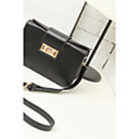 NPSJ Frauen elegante schwarze Metallschnalle Leder Tragbare Nachricht Bag 04-12